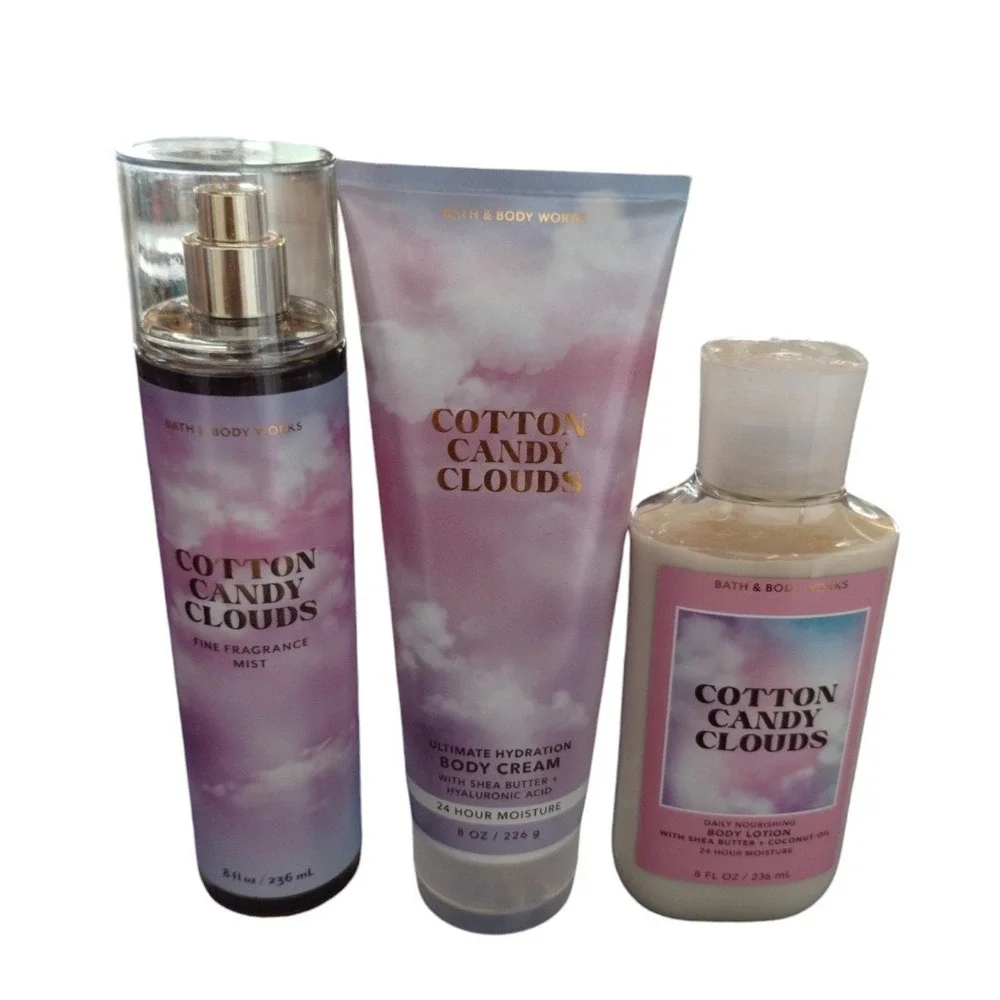Bath and Body Works Seasonal/Discontinued COTTON CANDY CLOUDS 3PCS‎ Bundle